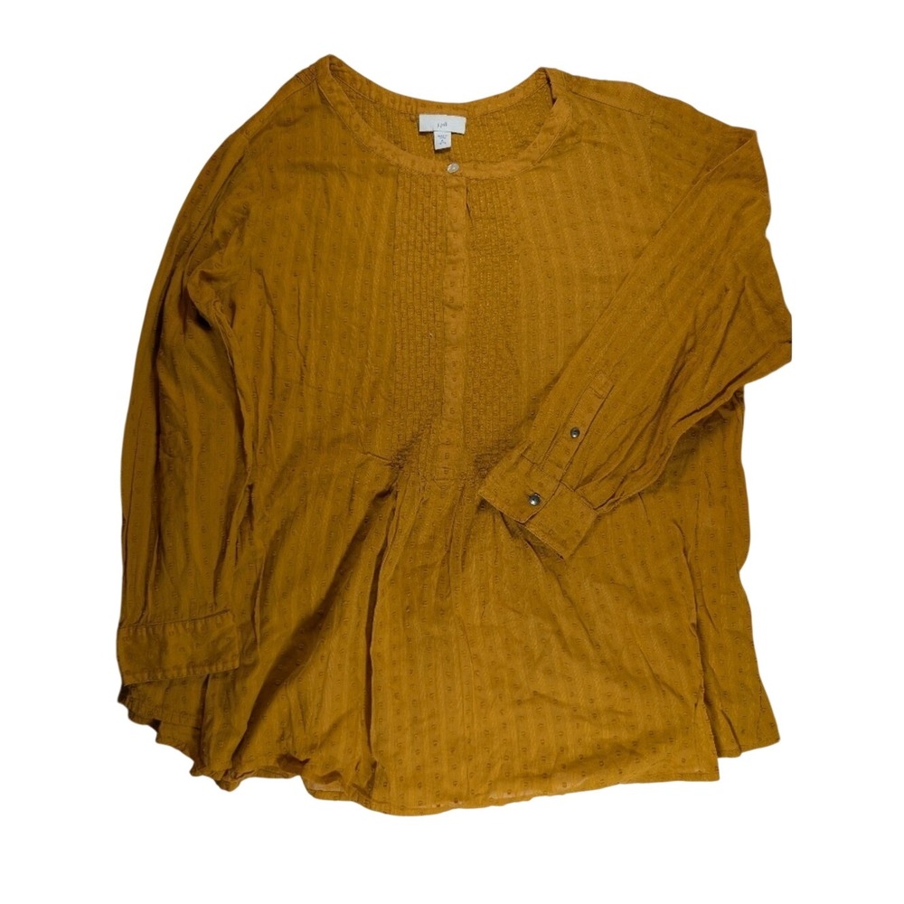J. Jill Mustard Textured Long-Sleeve Blouse
